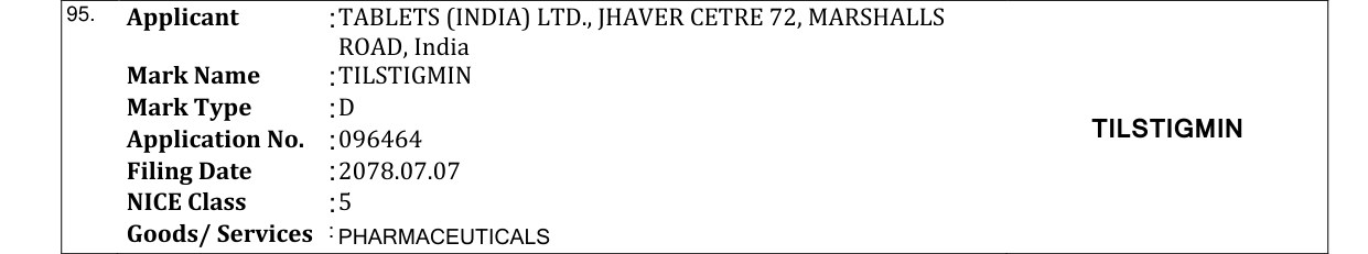 Original bulletin entry for TILSTIGMIN