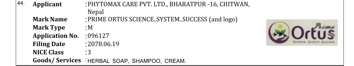 Original bulletin entry for PRIME ORTUS SCIENCE..SYSTEM..SUCCESS (and logo)