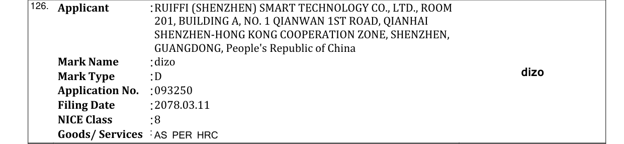 Original bulletin entry for dizo