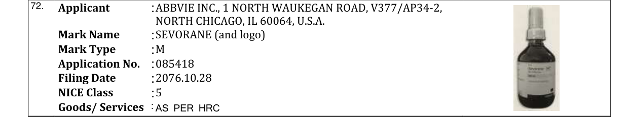 Original bulletin entry for SEVORANE (and logo)