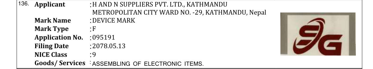 Original bulletin entry for DEVICE MARK