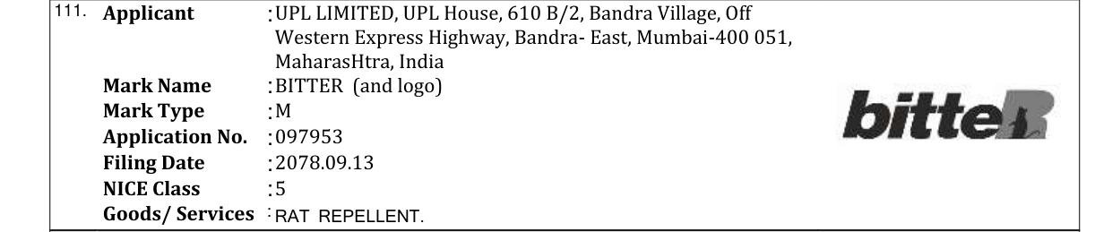 Original bulletin entry for BITTER (and logo)