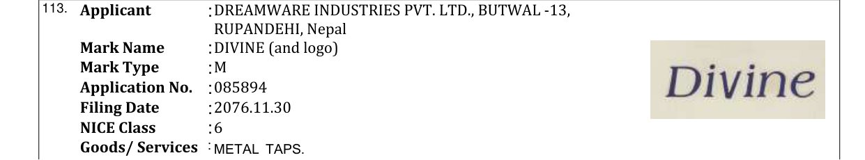 Original bulletin entry for DIVINE (and logo)