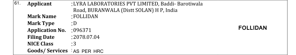 Original bulletin entry for FOLLIDAN