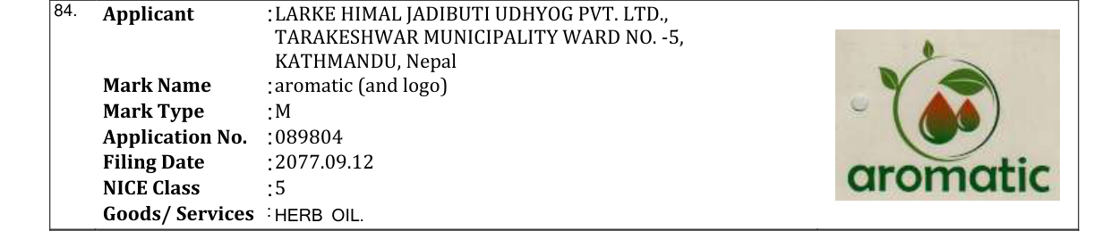 Original bulletin entry for aromatic (and logo)