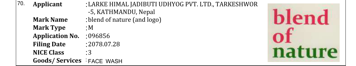 Original bulletin entry for blend of nature (and logo)
