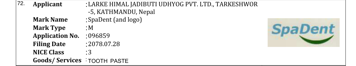 Original bulletin entry for SpaDent (and logo)