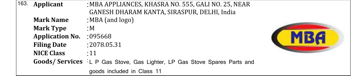 Original bulletin entry for MBA (and logo)