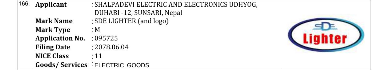 Original bulletin entry for SDE LIGHTER (and logo)