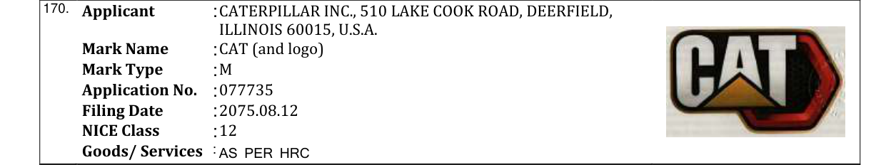 Original bulletin entry for CAT (and logo)