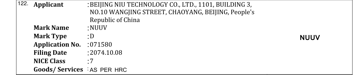 Original bulletin entry for NUUV