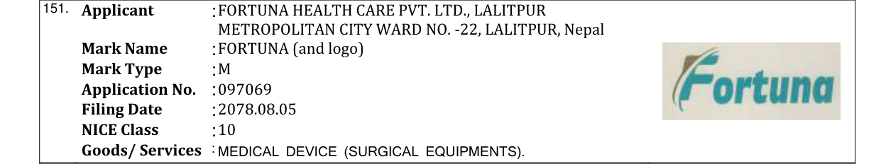 Original bulletin entry for FORTUNA (and logo)