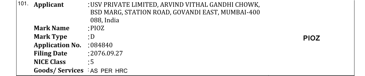 Original bulletin entry for PIOZ