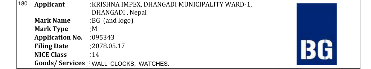 Original bulletin entry for BG (and logo)