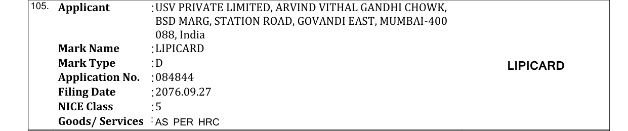 Original bulletin entry for LIPICARD