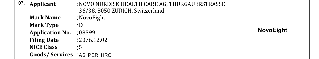 Original bulletin entry for NovoEight