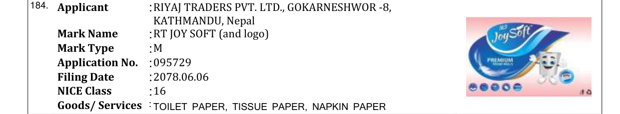 Original bulletin entry for RT JOY SOFT (and logo)