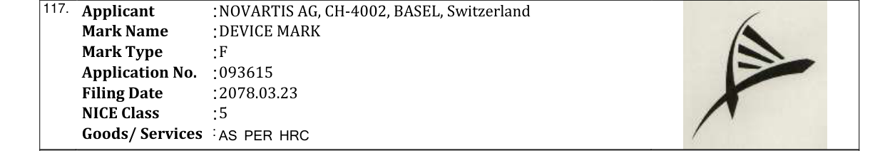 Original bulletin entry for DEVICE MARK