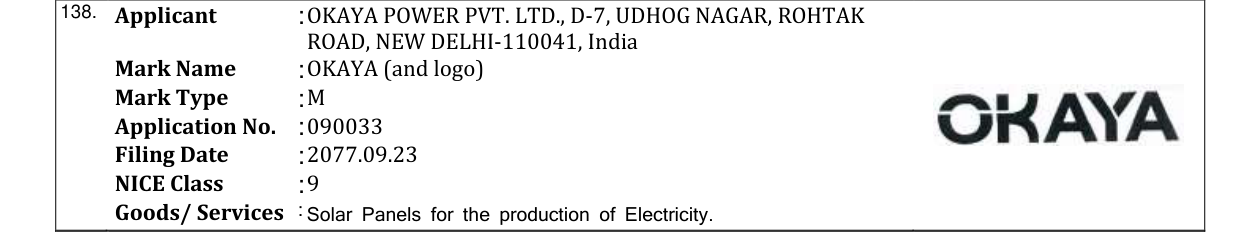 Original bulletin entry for OKAYA (and logo)