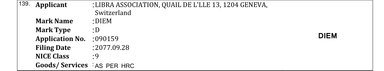 Original bulletin entry for DIEM