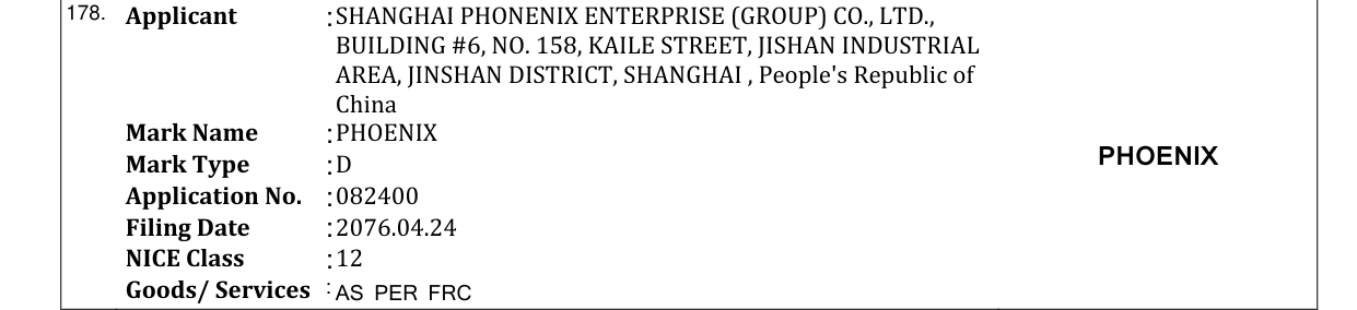 Original bulletin entry for PHOENIX