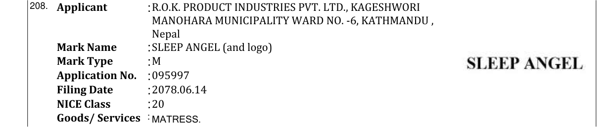 Original bulletin entry for SLEEP ANGEL (and logo)