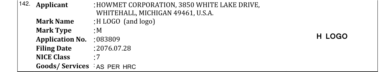 Original bulletin entry for H LOGO (and logo)
