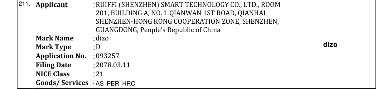 Original bulletin entry for dizo