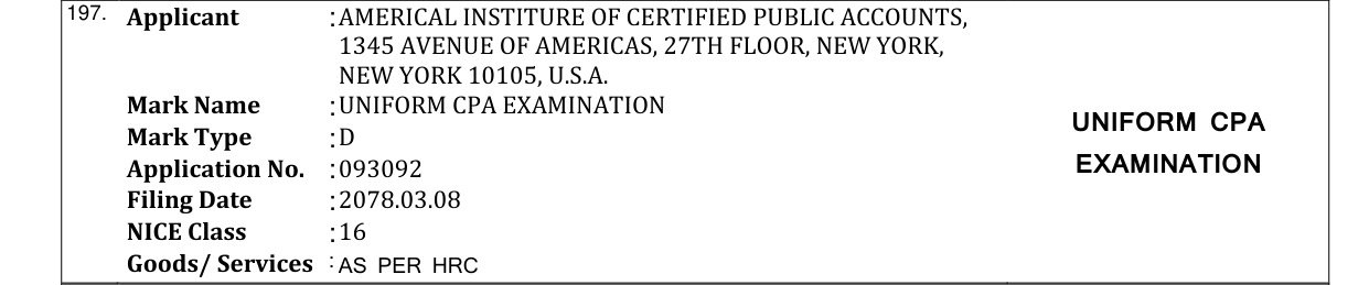 Original bulletin entry for UNIFORM CPA EXAMINATION UNIFORM CPA