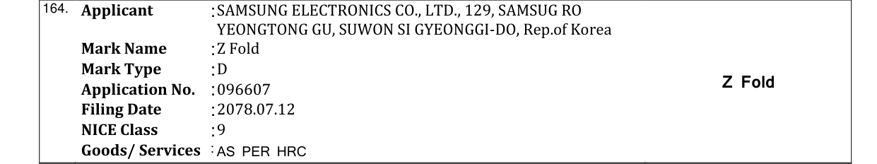 Original bulletin entry for Z Fold