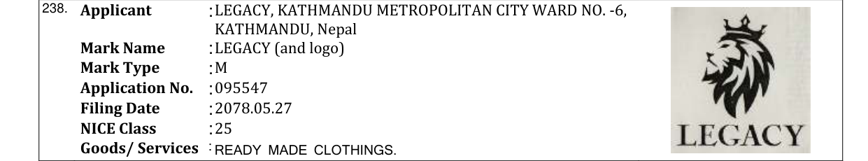 Original bulletin entry for LEGACY (and logo)