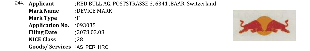 Original bulletin entry for DEVICE MARK