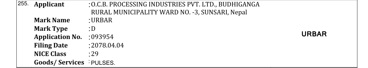 Original bulletin entry for URBAR