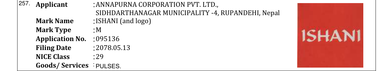 Original bulletin entry for ISHANI (and logo)