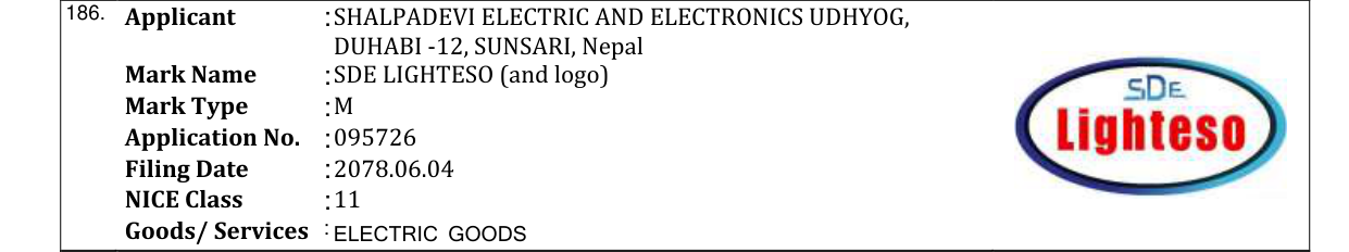 Original bulletin entry for SDE LIGHTESO (and logo)