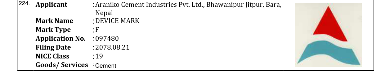 Original bulletin entry for DEVICE MARK