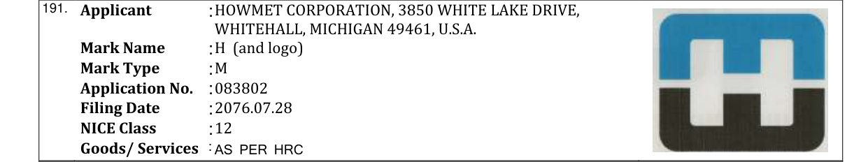 Original bulletin entry for H (and logo)