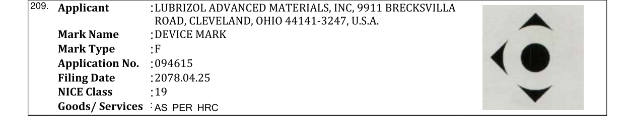 Original bulletin entry for DEVICE MARK