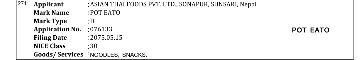 Original bulletin entry for POT EATO