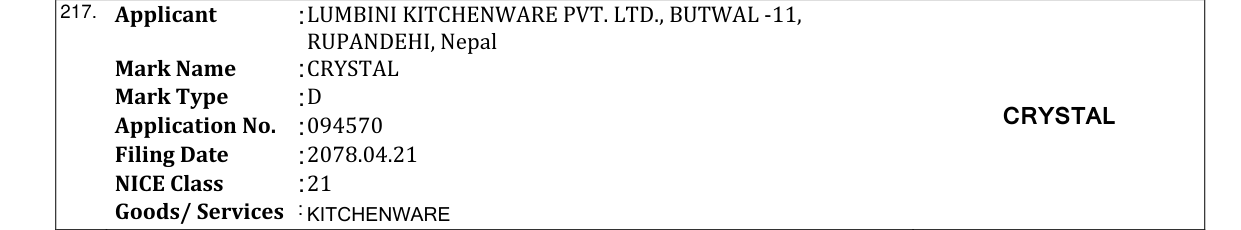 Original bulletin entry for CRYSTAL