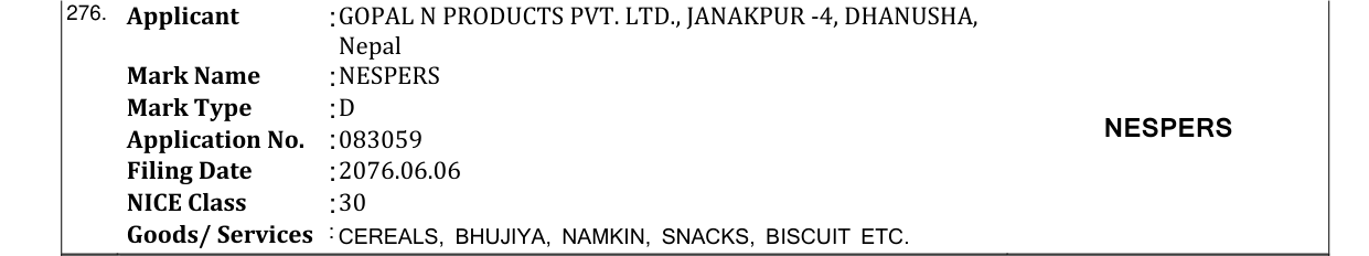 Original bulletin entry for NESPERS
