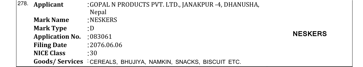 Original bulletin entry for NESKERS
