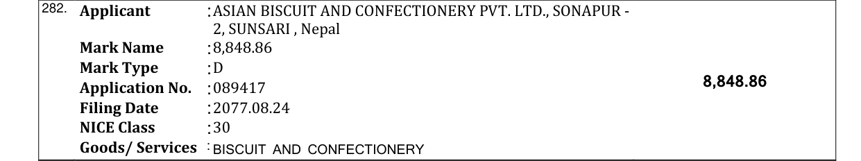 Original bulletin entry for 8,848.86