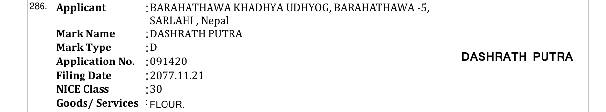 Original bulletin entry for DASHRATH PUTRA