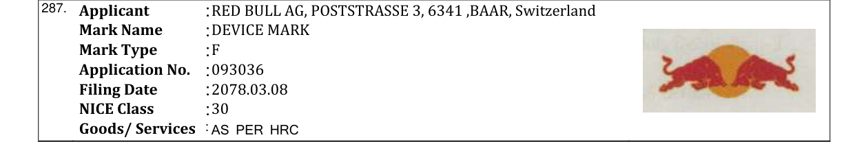 Original bulletin entry for DEVICE MARK