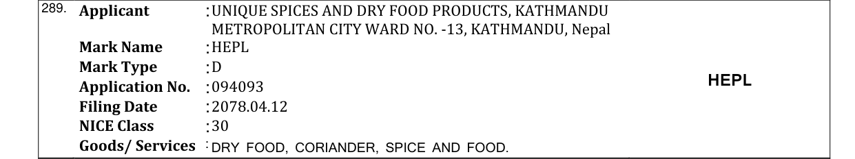 Original bulletin entry for HEPL