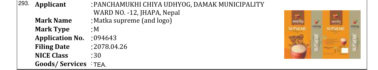 Original bulletin entry for Matka supreme (and logo)