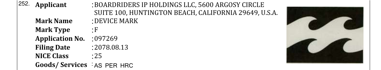 Original bulletin entry for DEVICE MARK