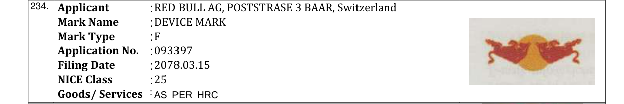 Original bulletin entry for DEVICE MARK
