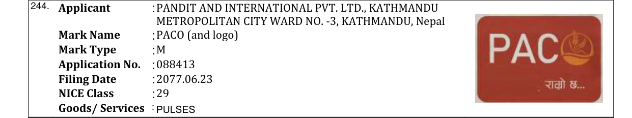 Original bulletin entry for PACO (and logo)